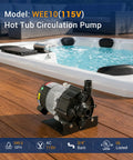 Heavy Duty 0.25 Horsepower Hot Tub Circulation Pump With 3/4 Inch Port Compatible With OEM E10 Spa Motor 230 Volt, installed near the spa.