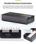Top Notch USB4 And Thunderbolt 3 M.2 Nvme Ssd Enclosure featuring chill aluminum heatsink casing for heat dissipation.