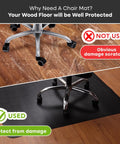 Massive 53x45 Inch Chair Mat for Hardwood and Tile Floors Black Rolling Desk Mat Anti Slip Heavy Duty Floor Protector in use