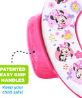 Disney Minnie Mouse Believe In Me Toddler Potty Seat With Super Cozy Cushion And No Fuss Easy Grip Handles detailed view of handles.