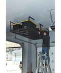 Overhead Garage Storage Rack With Oversized 8 Foot By 4 Foot Platform And Adjustable Height From 23 To 37 Inches For Heavy Duty Garage Organization And 750 Pound Weight Capacity Keeps Your Floor Clear, installed