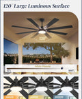 72 Inch Ceiling Fan With Lights And Remote Dual Sided Reversible Blades Quiet DC Motor Damp Rated For Indoor Or Outdoor Use