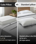 Premium Memory Foam Cube Pillow Made Straight For Real Side Sleepers Measuring 24 By 12 By 5 Inches vs Standard pillow dimensions