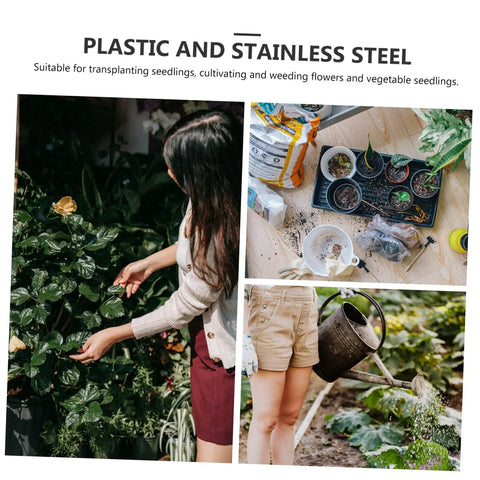 Person using lightweight garden hand hoe weeding tool with non slip handle in a home garden. Suitable for weeding and cultivation.