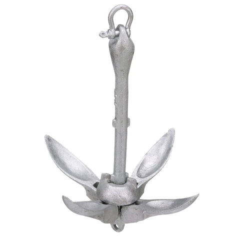 Grapnel Folding Anchor With Four Galvanized Flukes For Small Vessels And Personal Watercraft 5 Pound Malleable Iron Folds For Easy Storage And Locks Open Or Closed Silver Finish Built Tough.