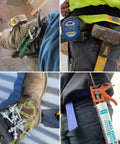 Magnetic Tool Holder Clip On Belt Holster with tools like tape measure, pliers, hammer, and screws for DIYers and pros on the go
