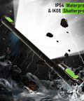 Rechargeable Magnetic 3200LM LED Work Light with COB panel, 5400mAh battery, shown waterproof and shatterproof in a storm.