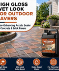 Heavy Duty High Gloss Wet Look Paver Sealer For Concrete And Brick Walkways One Gallon displayed on a paver pathway.