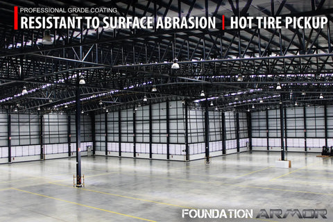 Wide view of a commercial space featuring Straight Up Tough Matte Concrete Floor Coating For Garages Stops Oil Gas Grease And Tires Blocks Surface Dust Delivers Self Priming Heavy Duty Protection Three Gallon Complete Kit.