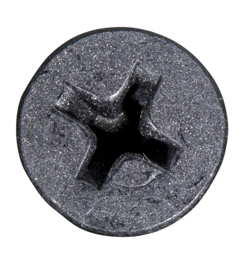 Heavy Duty TwinFast Wood Screws Phillips Flat Head 8 X 1/2 Inch Black Phosphate Finish head view showing deep countour and thread design.