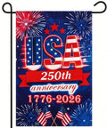 All American 250th Anniversary USA Garden Flag for Outdoor Celebration, Double Sided 3 Ply Patriotic Flag 1776 2026 displayed
