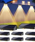 Outdoor Solar Fence Lights With Six Modes 2700K 4500K 6500K IP65 All Weather Waterproof Wall Light 250 Lumens Easy Install