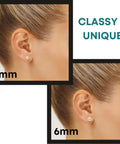 Six Millimeter 14K Yellow Gold Diamond Cut Ball Stud Earrings With Hand Engraved Detailing And Secure Push Backs Dope Quality Gift Box Included Ready For Everyday Wear And Special Occasions 6mm stud shown on ear