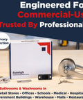 Built Tough Privacy Door Lever for Commercial Bathrooms, Grade 2 Restroom Lock, nickel chrome finish, ADA compliant, box view