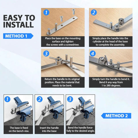 Installation steps for Manual Rebar And Wire Bender For Steel Construction Desktop Workbench Bending Tool DIY Friendly