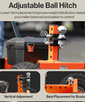 Heavy Duty Electric Trailer Dolly For 2800 Lbs Max Weight with adjustable ball hitch for balanced towing.