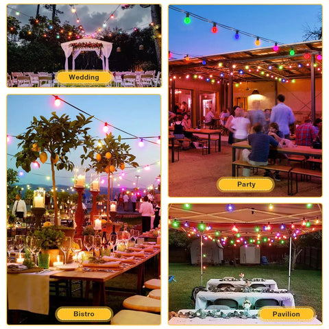 200Ft Outdoor String Lights With 104 G40 LED Bulbs Shatterproof Waterproof And UL Listed Connectable Patio Lights for events