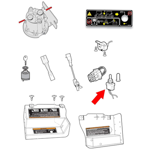 Diagram of Run Tow Switch Kit for EZGO RXV Electric Golf Carts 2008 Up Replacement 608900 with components and installation instructions