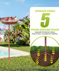 Outdoor Metal Bird Bath With Detachable Feeder 40 Inch Tall Standing Copper Bird Bath Heavy Duty Garden Yard Decor For Birds Stable 5 Prong Base