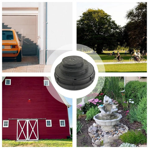 Manhole Cover And Frame Made From PE Plastic With Handle, Heavy Duty Round Septic Tank Lid shown with yard and driveway