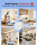 Top Shelf Battery Powered Photoelectric Smoke Detector And Home Alarm With Sleek Low Profile Design in various indoor settings.