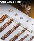 Six Piece M35 Cobalt Stubby Drill Bit Set For Metal With Hex Shank Includes Sizes Three Thirty Second Inch One Eighth Inch