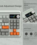 Top view of 75 Percent Mechanical Keyboard With Tri Mode Wireless Connection And Interactive TFT Display with knob adjustment design.