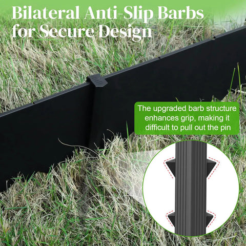 Heavy Duty Plastic Garden Stakes Set For Yard Fencing And Lawn Edging Thickened Ground Stakes with anti-slip barb design