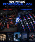 Comparison of messy wiring versus 50 Pack Quick Wire Connectors Kit No Solder Push In Double Wire Plug In Connector with Locking Buckle