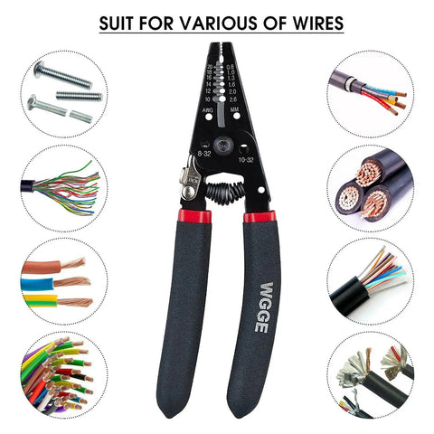 7 Inch Pro Grade Wire Stripper And Cutter For 10-20 AWG Solid And 0.8-2.6mm Stranded Wire with ergonomic curved handle