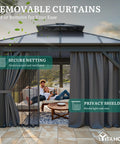 Front view of 10x10 Ft Polycarbonate Hardtop Gazebo With UV Blocking Roof All Season Weatherproof Patio Shelter Gray