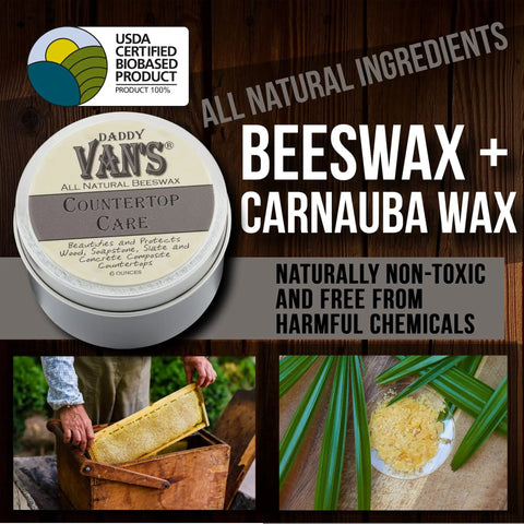 All Natural Beeswax Countertop Care For Soapstone Slate Concrete Composite And Wood Butcher Block Surfaces Food Safe 6 oz tin