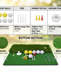 Backyard Golf Practice Net 10x7ft With Hitting Net, Dual Turf Mats, Silk Targets, Balls And Tees, Carry Bag setup display