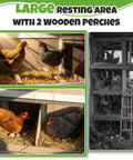 78 Inch Mobile Chicken Coop With Wheels For Easy Backyard Flock Inside View Showing Nesting Boxes and Perches for Chickens