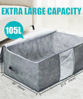 Roomy 105L Extra Large Storage Bags For Blankets Bedding And Clothes 3 Pack With 4 Handles Clear Window Foldable And Breathable