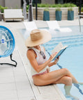 Poolside view of the Powerful 18-Inch High-Velocity Heavy-Duty Industrial-Grade Floor Fan with 3 Speeds and 3-Position Tilt
