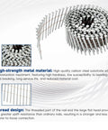 Pro Grade Heavy Duty Two And One Half Inch Ring Shank Siding Nails, 0.092 Inch Collated Wire Coil, 15 Degree, 3600 Count