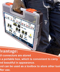Person carrying case of Waterproof Automotive Wire Connector Kit With 1008 Pieces And 63 Sets 1 Pin To 6 Pin Male And Female Plug Connectors