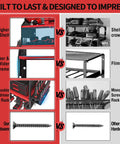 Heavy Duty Cordless Drill And Battery Organizer Wall Mount With Built In Charging Station Red Metal Tool Rack For Garage comparison chart