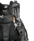 Guardian ErgoTrim Scuba BCD With SLS Weight System, detailed view of shoulder inflator and straps, large size
