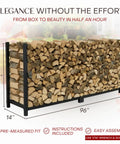 Heavy Duty Steel Firewood Rack For Indoors And Outdoors Built To Last Holds Half Cord Of 24 Inch Logs Raised Lumber Storage Keeps Firewood Dry And Ready Made In USA With Lifetime Structural Warranty Without Cover