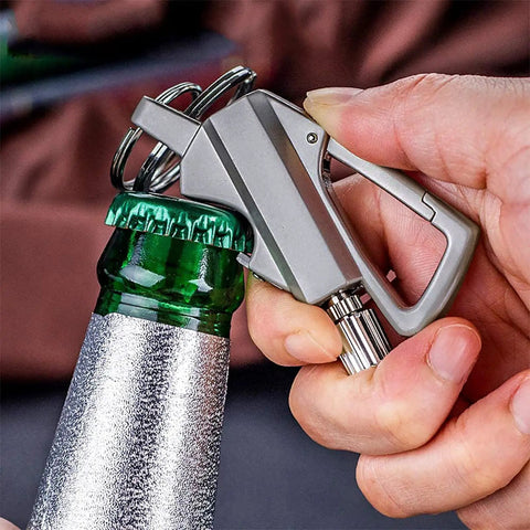 Opening bottle cap with 2 Pack Infinity Lighter With Multitool Keychain Bottle Opener Reusable Waterproof Match Strike Anywhere Forever Flint Fire Starter For Outdoor Survival EDC Ready Gear For Men The Ultimate Adventure Essential.