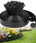Flexible No Dig Garden Edging Kit 33 Ft By 2 In Plastic Landscape Border With 45 Stakes for clean lawn edges in garden