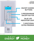 One In-Wall Digital Timer With Push Door Switch And Backlit LED Screen Dope Energy Saver Eight Custom On Off Times Countdown Mode
