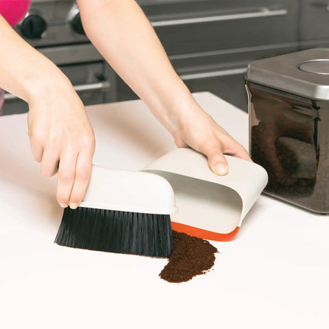 Compact Dustpan And Brush Set With Snap In Design And Bristle Cover, Soft Rubber Lip For Seamless Cleaning On Any Surface