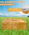 Five-Layer Langstroth Beehive Kit waterproof metal top with beeswax finish in rainy setting