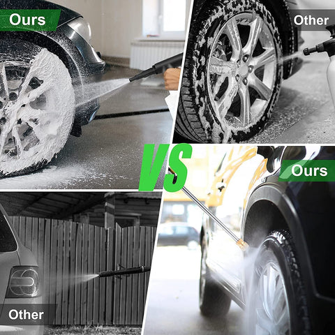 Comparison of car cleaning with HX3000 Portable Pressure Washer With Hose Reel, 1800W Electric Power Washer and other washers.