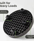 14.2 Inch Round Planter Caddy With Heavy Duty Smooth Gliding Casters showcasing reinforced grid and four dual-wheel casters.