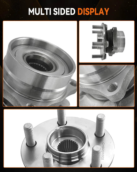 Two-Piece Front Wheel Hub Assembly Set 513265 For Toyota Prius 2004-2009 5-Lug Direct-Fit Bearing Replacement Multi-Sided View