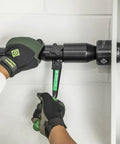 Using 8 Ton Hydraulic Knockout Punch Kit With Quick Draw Driver For Half Inch To Two Inch Holes to punch a hole in steel panel